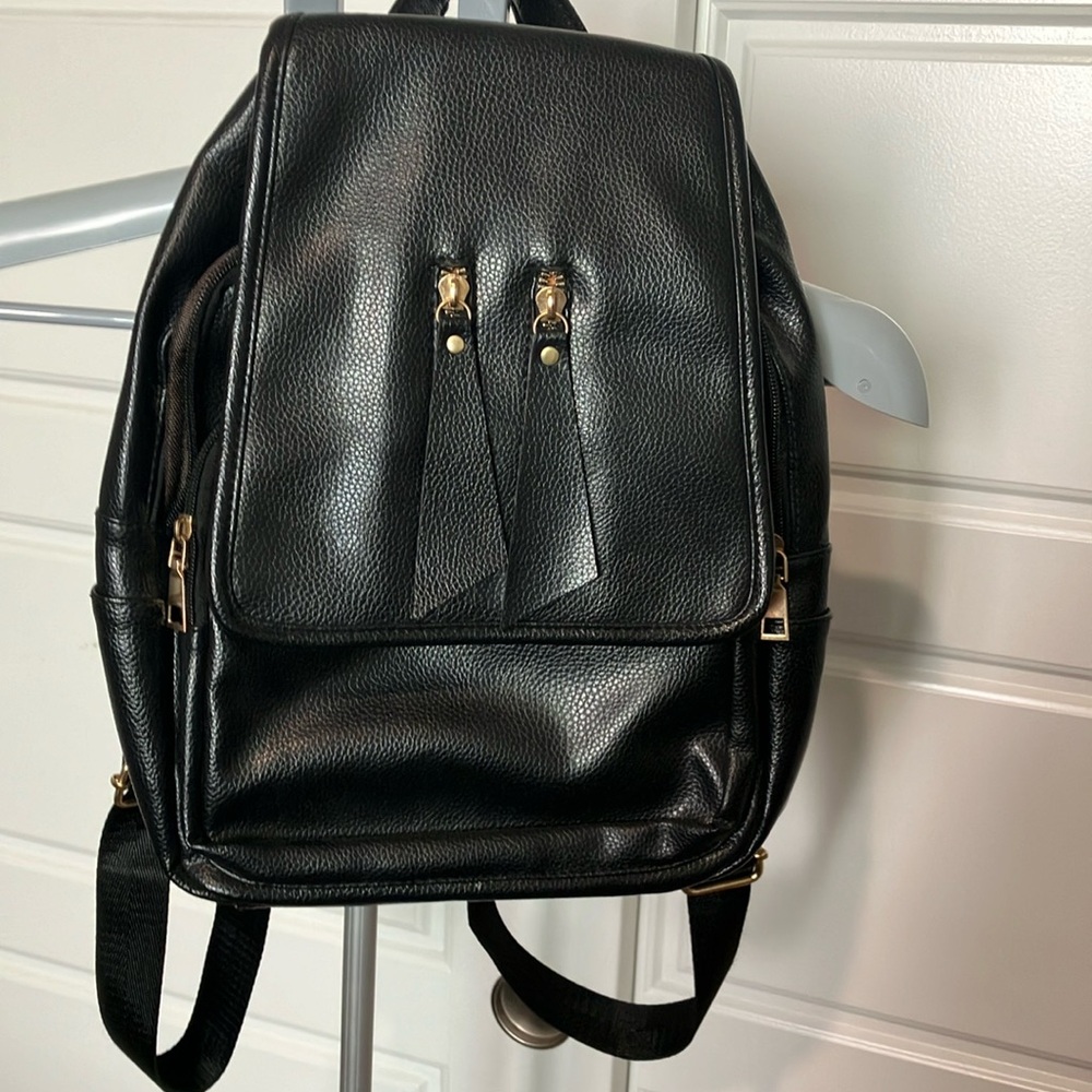 Synthetic Leather And Polyester Backpack